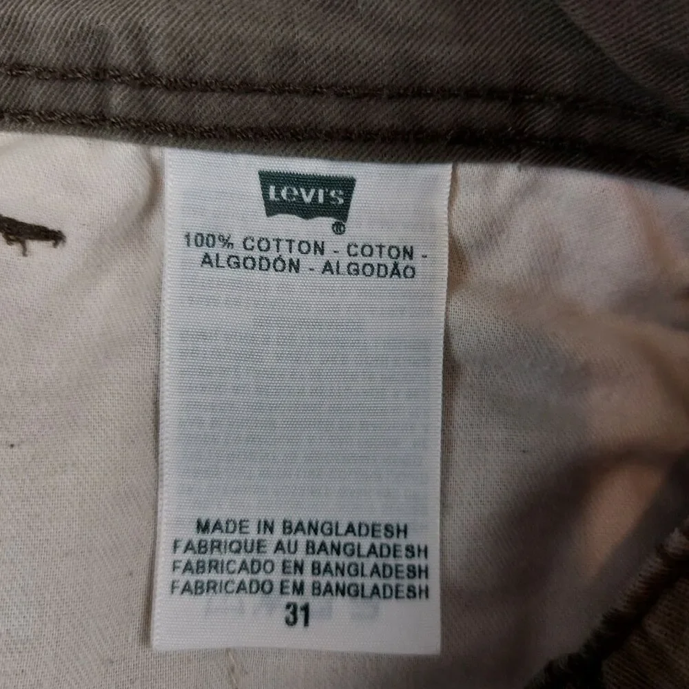 Levis Cargo Shorts Mens 31 (Fit 32) Olive Green Baggy White Tab Utility Hiking